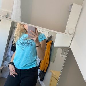 Blue butterfly shirt